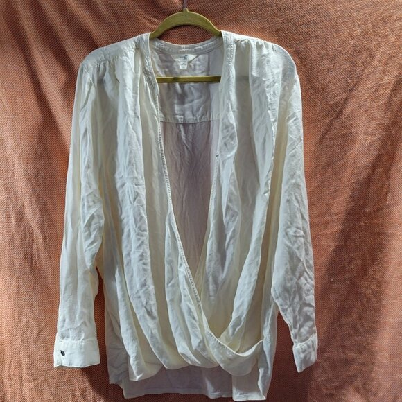 Terra & Sky Women's Plus Size Long Sleeve Wrap Front Top with Knit Back Size 3x - Picture 6 of 16